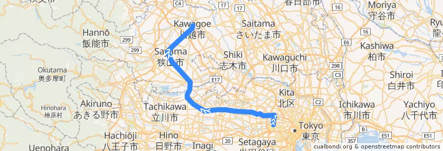 Mapa del recorrido 西武新宿線 de la línea  en Japón.