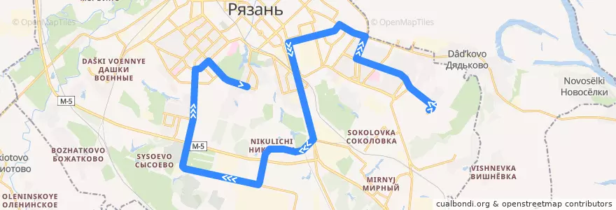 Mapa del recorrido Автобус №6 улица Новосёлов, 60 - Микрорайон Братиславский de la línea  en городской округ Рязань.