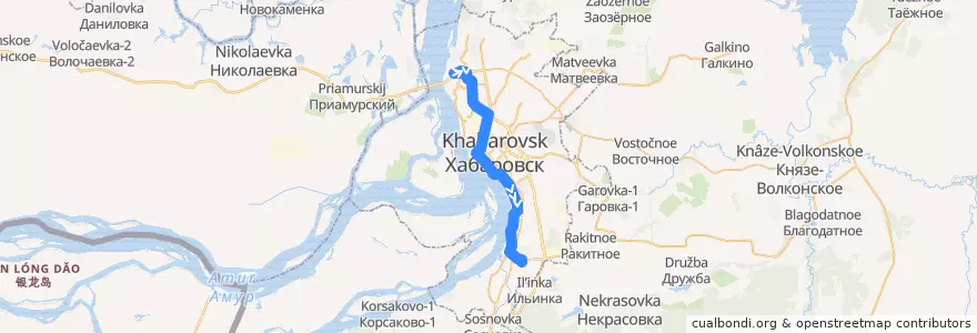 Mapa del recorrido Автобус 71: Осиповка - Торговый центр de la línea  en Khabarovsk.