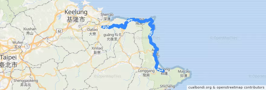 Mapa del recorrido 黃金福隆線 新北市 856 瑞芳-福隆 (往福隆) de la línea  en 新北市.