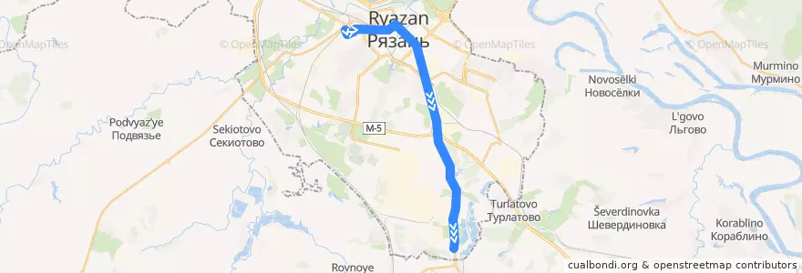 Mapa del recorrido Автобус №7 Вокзал "Рязань-2" - Посёлок Строитель de la línea  en городской округ Рязань.