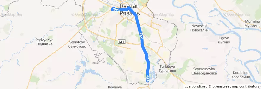 Mapa del recorrido Автобус №7 Посёлок Строитель - Вокзал "Рязань-2" de la línea  en городской округ Рязань.
