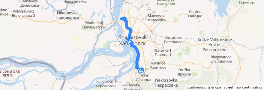 Mapa del recorrido Автобус 71: Торговый центр - Осиповка de la línea  en ハバロフスク地区.