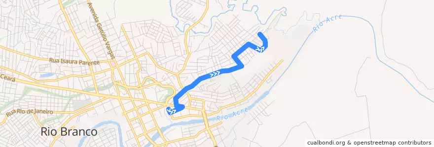 Mapa del recorrido 802 - Morada do Sol (Volta) de la línea  en リオブランコ.