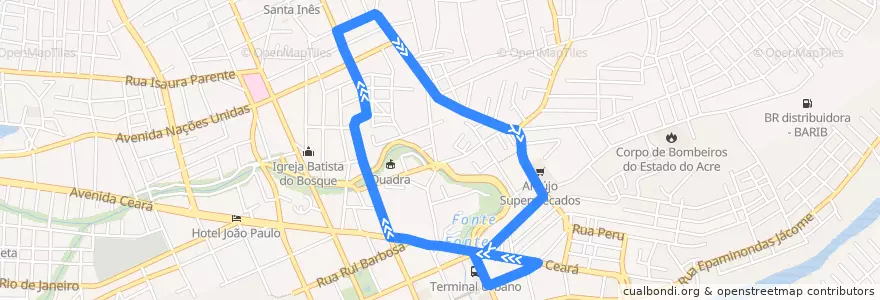 Mapa del recorrido 802 - Aviário (Circular) de la línea  en ریو برانکو.
