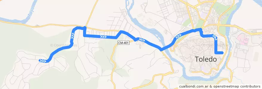 Mapa del recorrido Línea 72: Montesión → Olivilla → Zocodover de la línea  en Toledo.