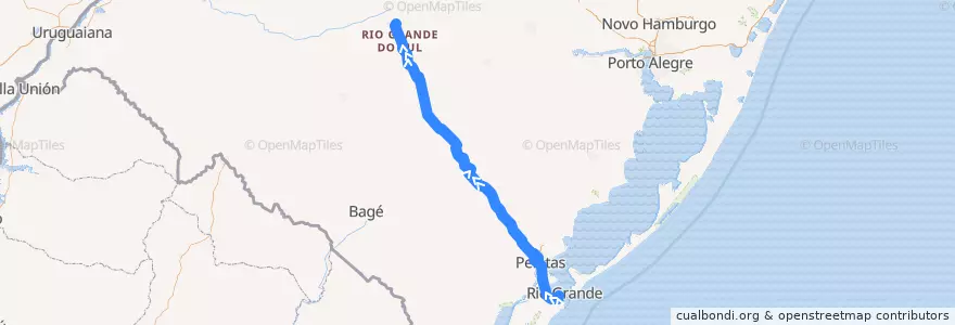 Mapa del recorrido Rio Grande → Santa Maria de la línea  en 南里奥格兰德.
