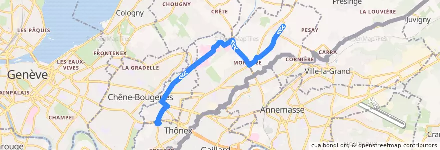 Mapa del recorrido Bus 31: Puplinge → Sous-Moulin de la línea  en Genève.
