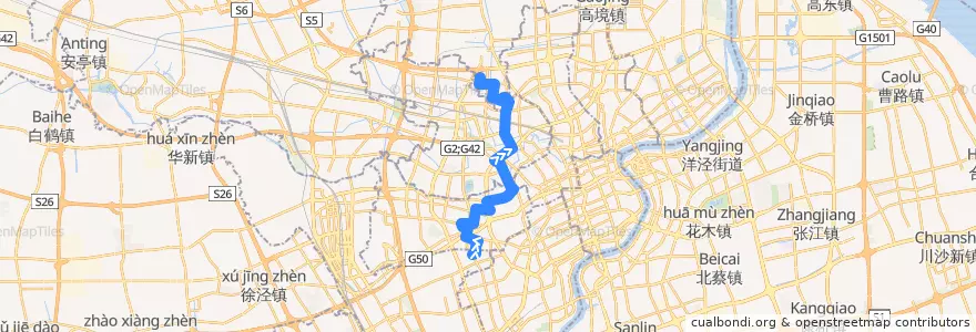 Mapa del recorrido 737路 振宏新村(伊犁南路)-大华新村(行知路) de la línea  en Shanghai.