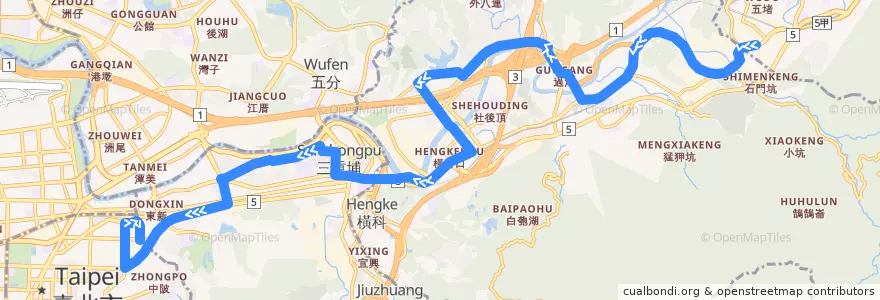 Mapa del recorrido 新北市 817 汐止->五分埔 de la línea  en تايبيه الجديدة.