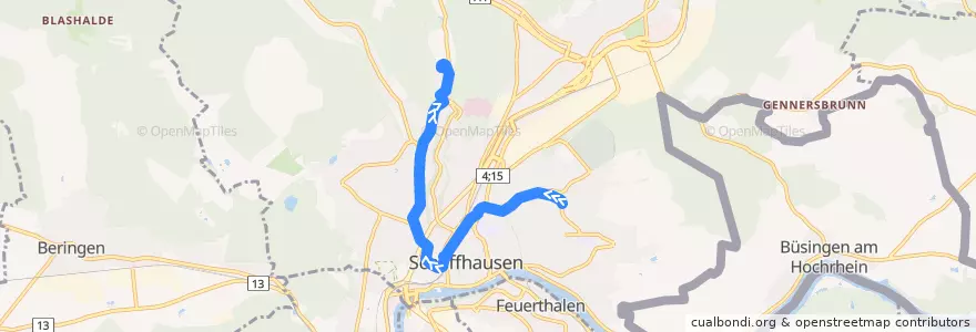 Mapa del recorrido Bus 4: Gruben => Birch de la línea  en Sciaffusa.