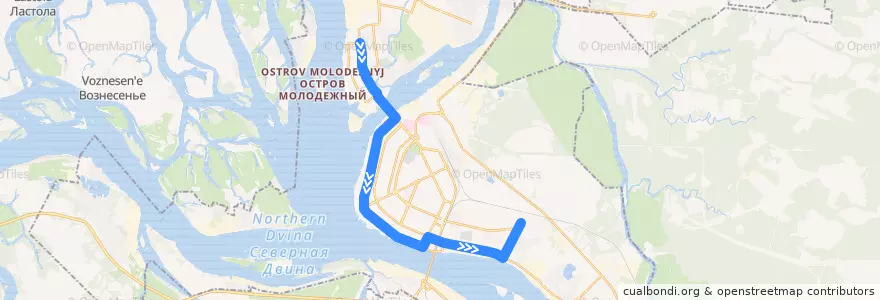 Mapa del recorrido Автобус № 90: ул. Кедрова – ул. Галушина (ночной) de la línea  en городской округ Архангельск.