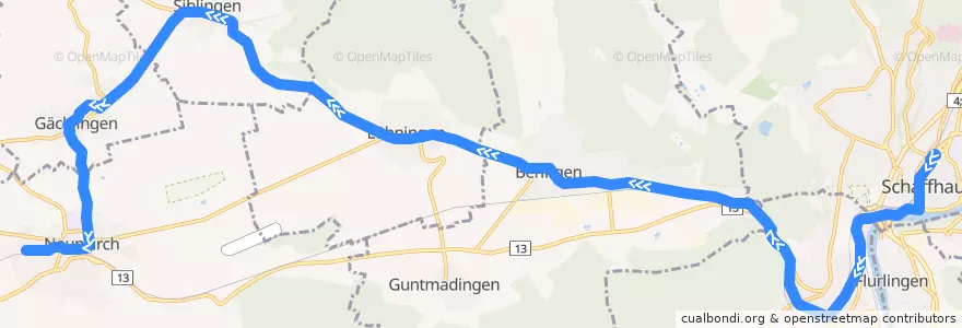 Mapa del recorrido Bus 21: Schaffhausen => Neunkirch de la línea  en Schaffhausen.