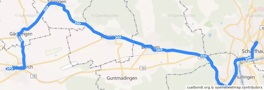 Mapa del recorrido Bus 21: Neunkirch => Schaffhausen de la línea  en Schaffhouse.