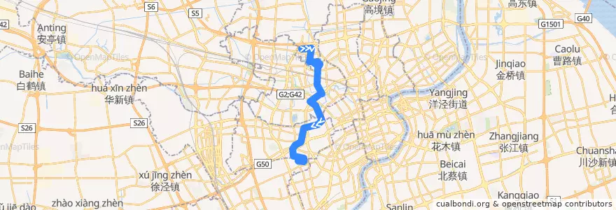 Mapa del recorrido 737路 大华新村(行知路)-振宏新村(伊犁南路) de la línea  en Shanghai.