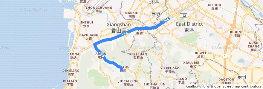 Mapa del recorrido 23 玄奘大學→總站（經中華路） de la línea  en 新竹市.