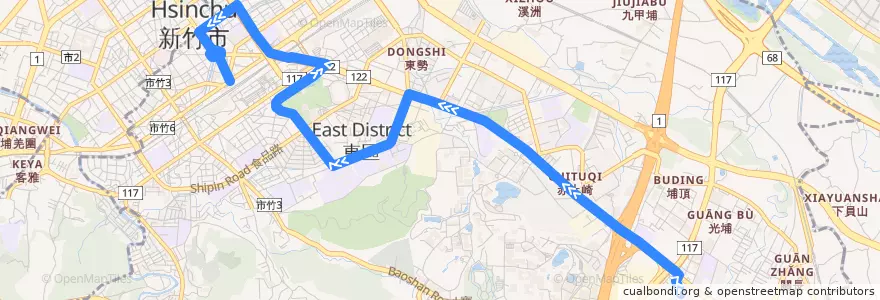 Mapa del recorrido 31 科園社區→火車站 de la línea  en East District.