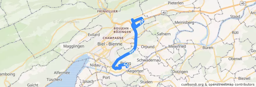 Mapa del recorrido Bus 12 de la línea  en Verwaltungskreis Biel/Bienne.