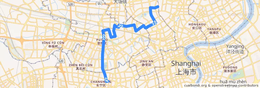 Mapa del recorrido 944路 茅台路娄山关路-灵石路北宝兴路 de la línea  en Shanghai.