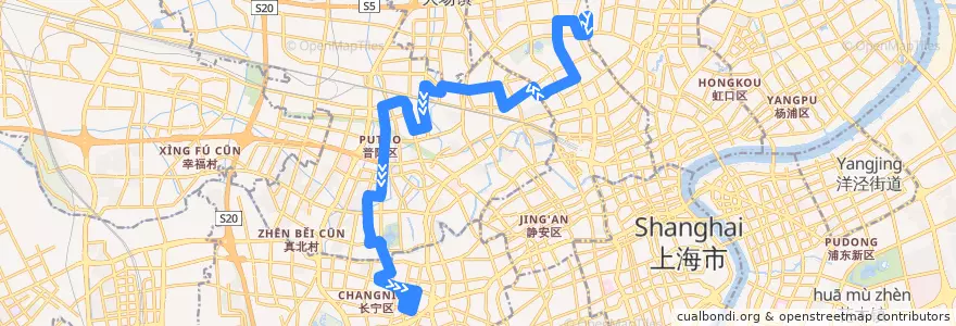 Mapa del recorrido 944路 灵石路北宝兴路-茅台路娄山关路 de la línea  en شانگهای.