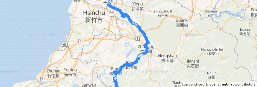 Mapa del recorrido 5700 台灣好行 獅山線(獅山遊客中心→竹北火車站) de la línea  en 新竹縣.