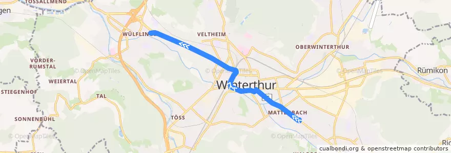 Mapa del recorrido Bus 2E: Waldegg → Schloss de la línea  en Winterthur.