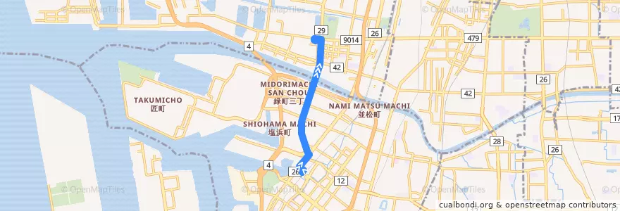 Mapa del recorrido 89: 堺駅西口-地下鉄住之江公園 de la línea  en 大阪府.