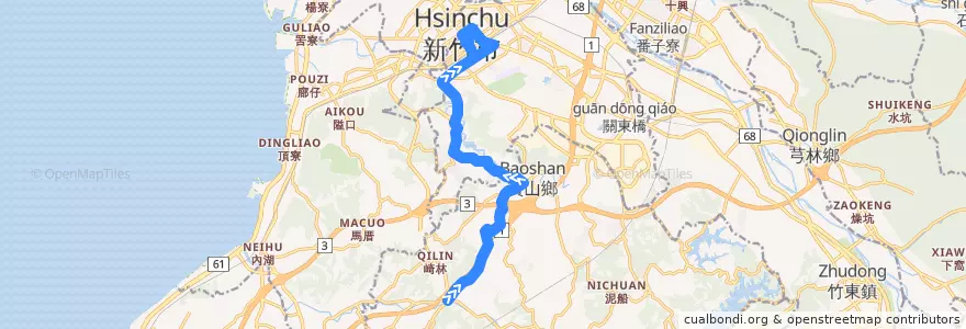 Mapa del recorrido 5603 新城→新竹 de la línea  en 臺灣省.