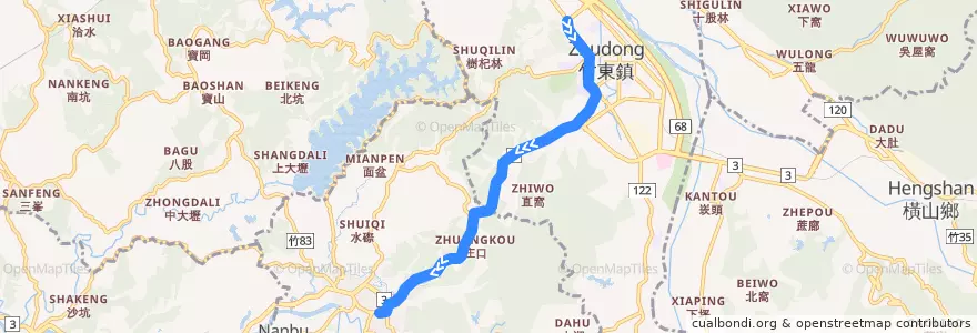 Mapa del recorrido 5610 北埔→竹東 de la línea  en 新竹縣.