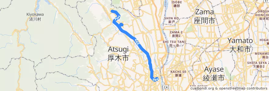 Mapa del recorrido 厚木12系統 de la línea  en 厚木市.