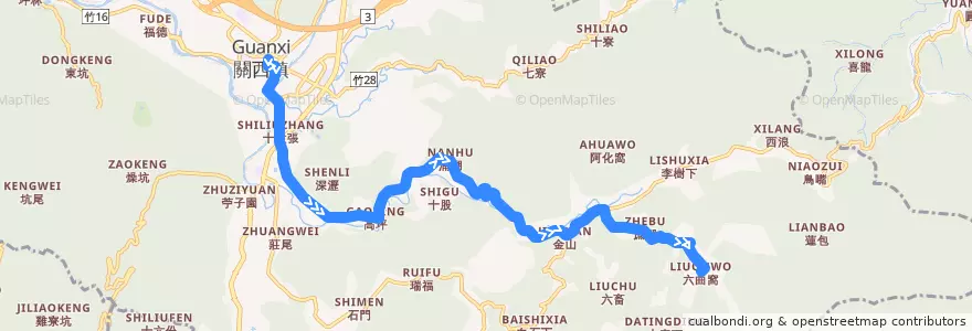 Mapa del recorrido 5637 六曲窩→關西 de la línea  en 關西鎮.