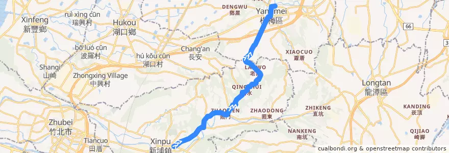 Mapa del recorrido 5641 楊梅→新埔(經清水) de la línea  en 臺灣.