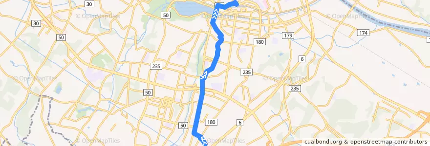 Mapa del recorrido 関東鉄道バス 吉沢車庫⇒払沢⇒水戸駅 de la línea  en 水戸市.