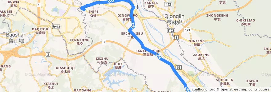 Mapa del recorrido 5670 竹中口→竹東(經員山路) de la línea  en 竹東鎮.