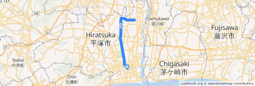 Mapa del recorrido 平塚65系統 de la línea  en Hiratsuka.