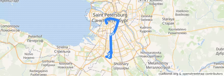 Mapa del recorrido Автобус № 3: улица Костюшко => Театральная площадь de la línea  en Санкт-Петербург.