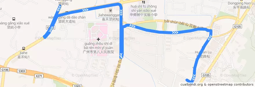 Mapa del recorrido 922路(望岗西岭总站-永泰新村口总站) de la línea  en 白云区.