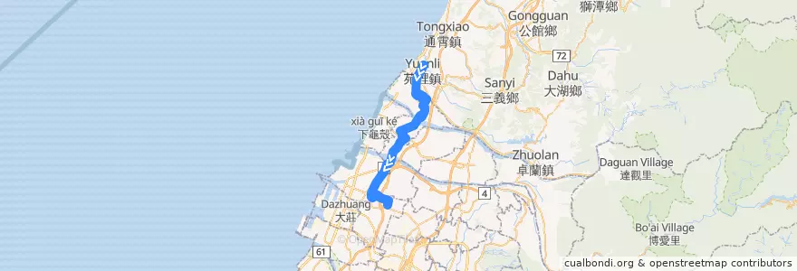 Mapa del recorrido 97路 (往臺中國際機場_往程) de la línea  en Taichung.