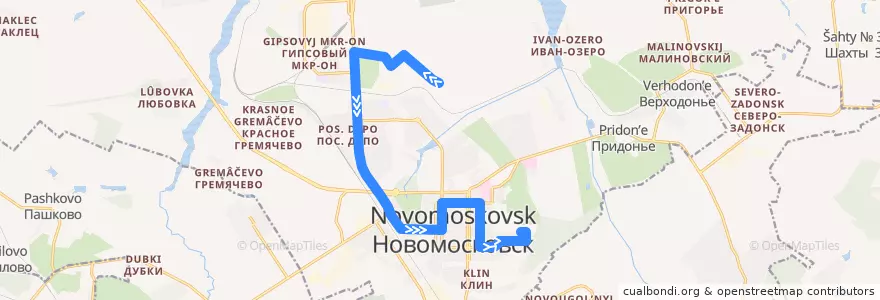 Mapa del recorrido Автобус 104: поселок Шахты 28 ‐ 19 квартал de la línea  en городской округ Новомосковск.