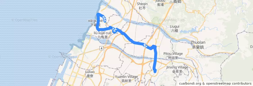 Mapa del recorrido 92路 (往大安國中_往程) de la línea  en 臺中市.