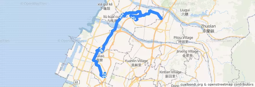 Mapa del recorrido 95副 (往土城) de la línea  en Taichung.