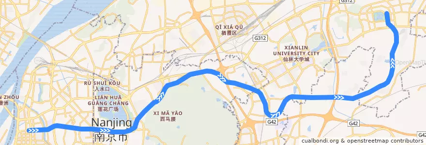 Mapa del recorrido 南京地铁4号线 de la línea  en نانجينغ.