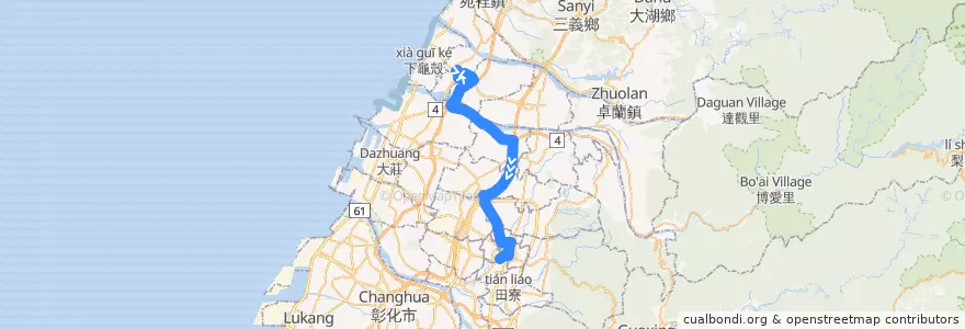 Mapa del recorrido 154路 (往臺中女中_返程) de la línea  en Taichung.