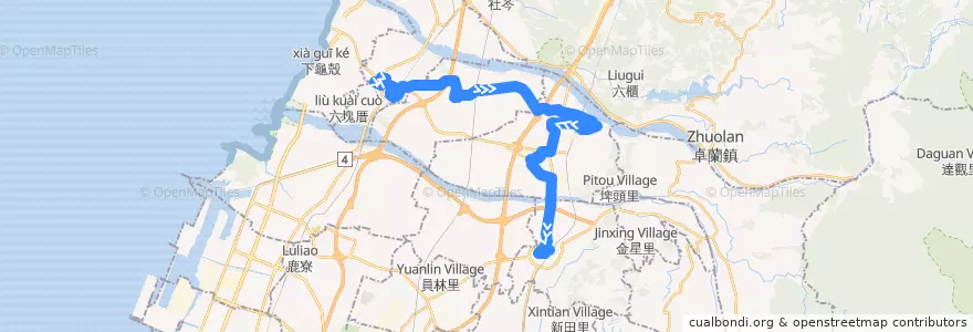 Mapa del recorrido 211路 (往豐原_返程) de la línea  en 台中市.