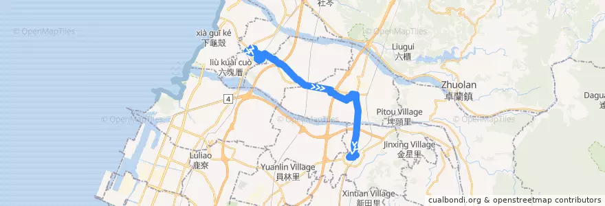Mapa del recorrido 213路 (往豐原_返程) de la línea  en 台中市.