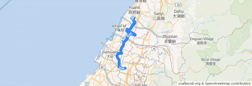 Mapa del recorrido 659路 (往幼獅工業區服務中心_返程) de la línea  en Тайчжун.