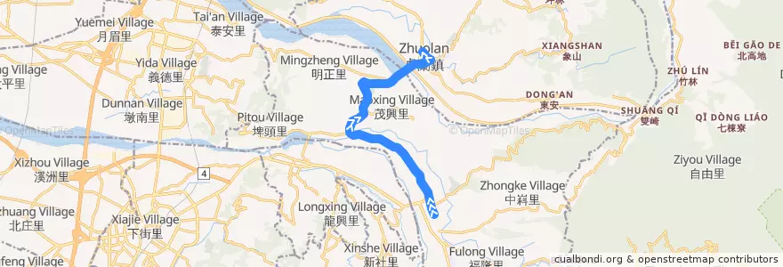Mapa del recorrido 258路 (往卓蘭_往程) de la línea  en Taiwan.