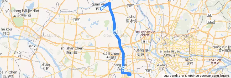 Mapa del recorrido 223路(官窑车站-地铁金融高新区) de la línea  en 南海区.