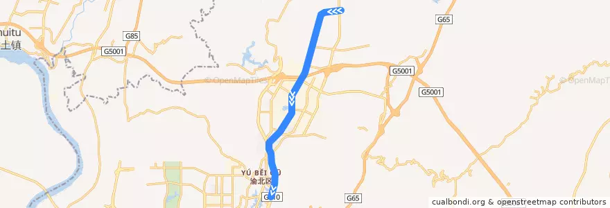 Mapa del recorrido CRT Line 3: 举人坝 → 碧津 de la línea  en 渝北区.