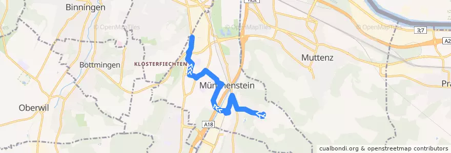 Mapa del recorrido Bus 58: Münchenstein, Schlossmatt => Münchenstein, Klinik Birsfeld de la línea  en Münchenstein.